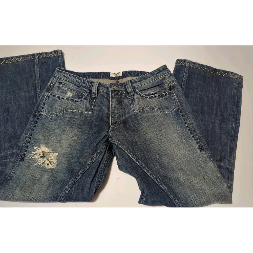 Antik Denim Jeans Mens 33 Medium Wash Distressed Y2K Streetwear Wide leg
